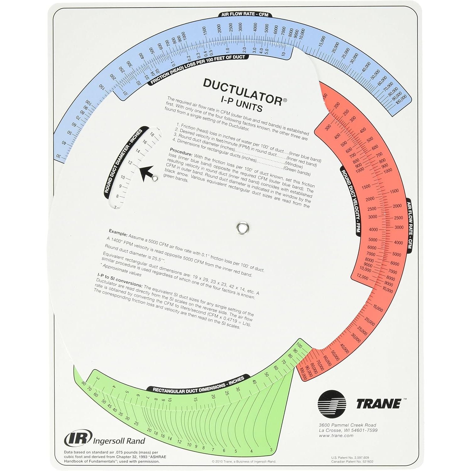Buy now Trane TD1 Ductulator with Sleeve, Duct Sizing Calculator at indiglob india