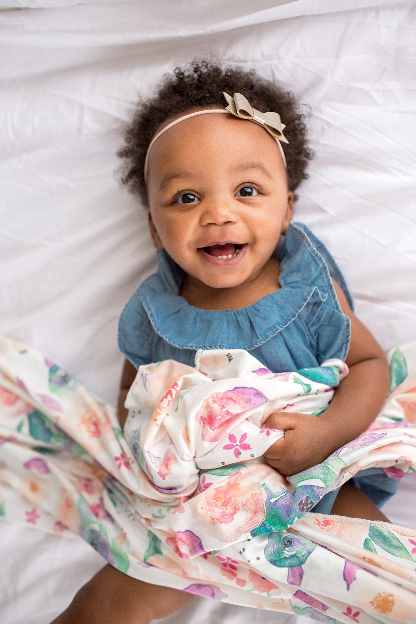 Buy now Copper Pearl Large Premium Knit Baby Swaddle Receiving Blanket Floral Bloom at indiglob india
