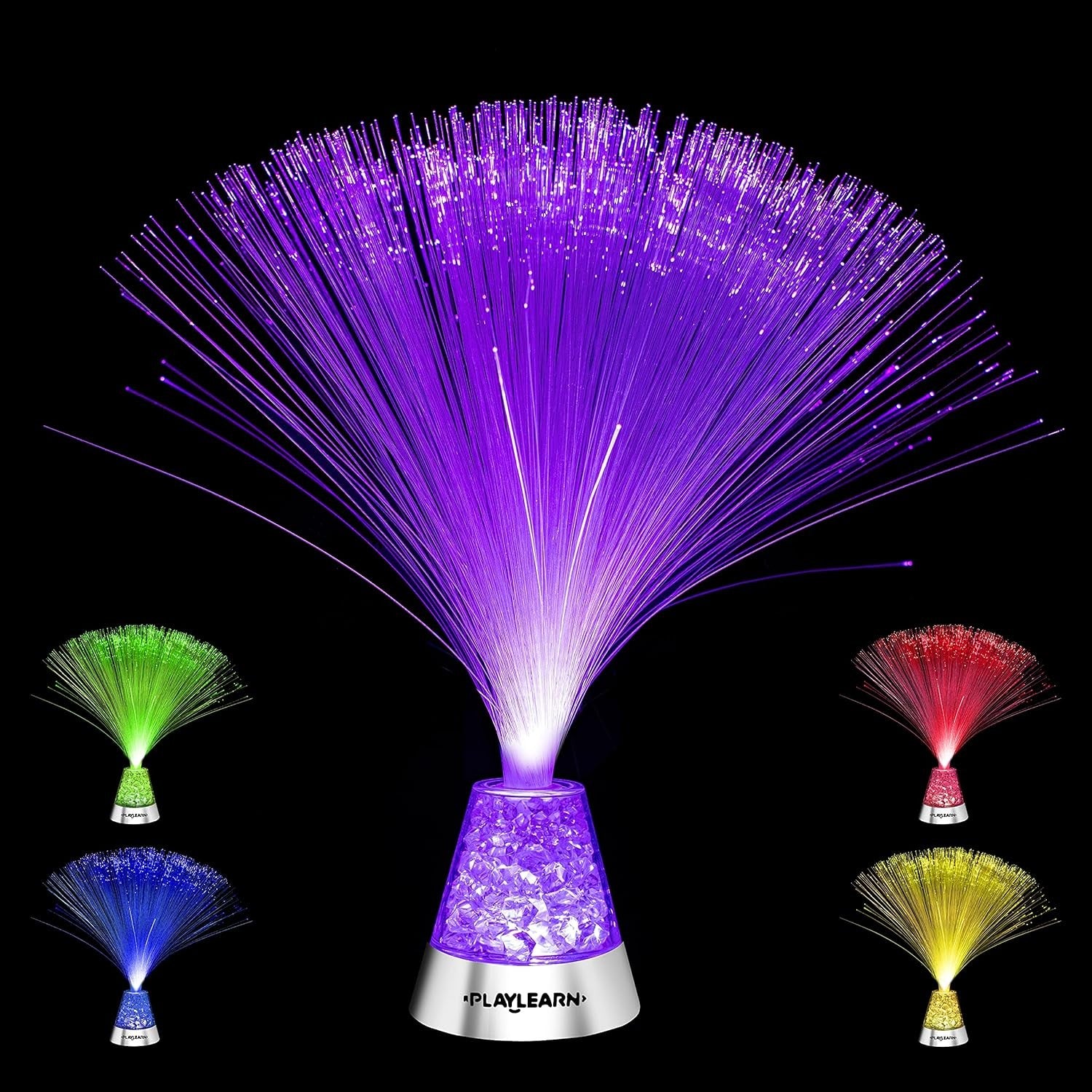 Buy now Playlearn 13” LED Fiber Optic Lamp - USB/Battery Powered – Color Changing Crystal Base – Fiber Optic Light Sensory Lamp Default at indiglob india