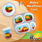 Bentology 5-Piece Construction Theme Mealtime Set - Includes Plate, Bowl, Utensils, and Glass - Dishwasher Safe, BPA Free, Cute Compartment Dish for Easy Self-Feeding