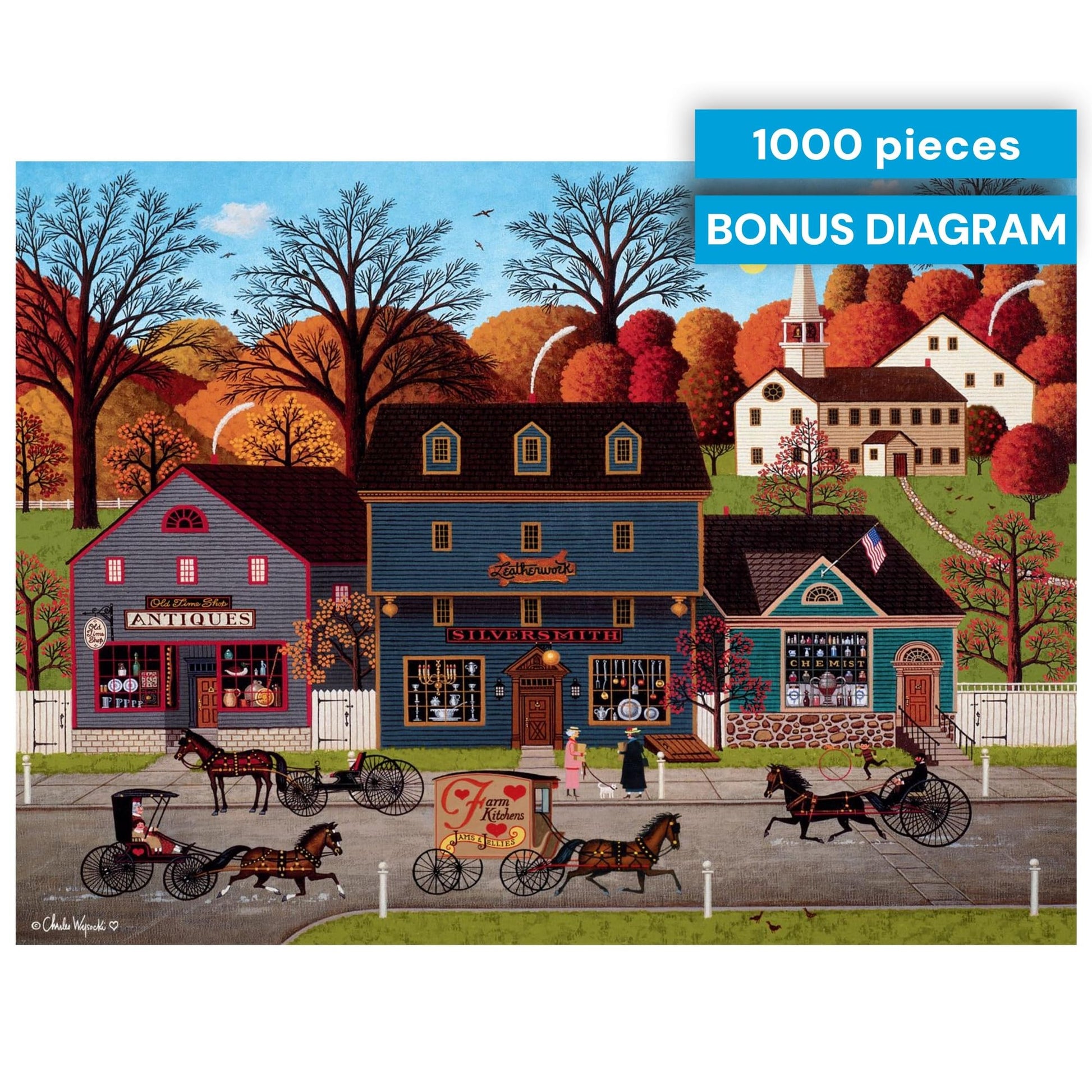 Buy now Buffalo Games – Charles Wysocki Valley Farm Street 1000 Piece Jigsaw Puzzle for Adults, Classic Americana Artwork with Full-Color Poster at indiglob india