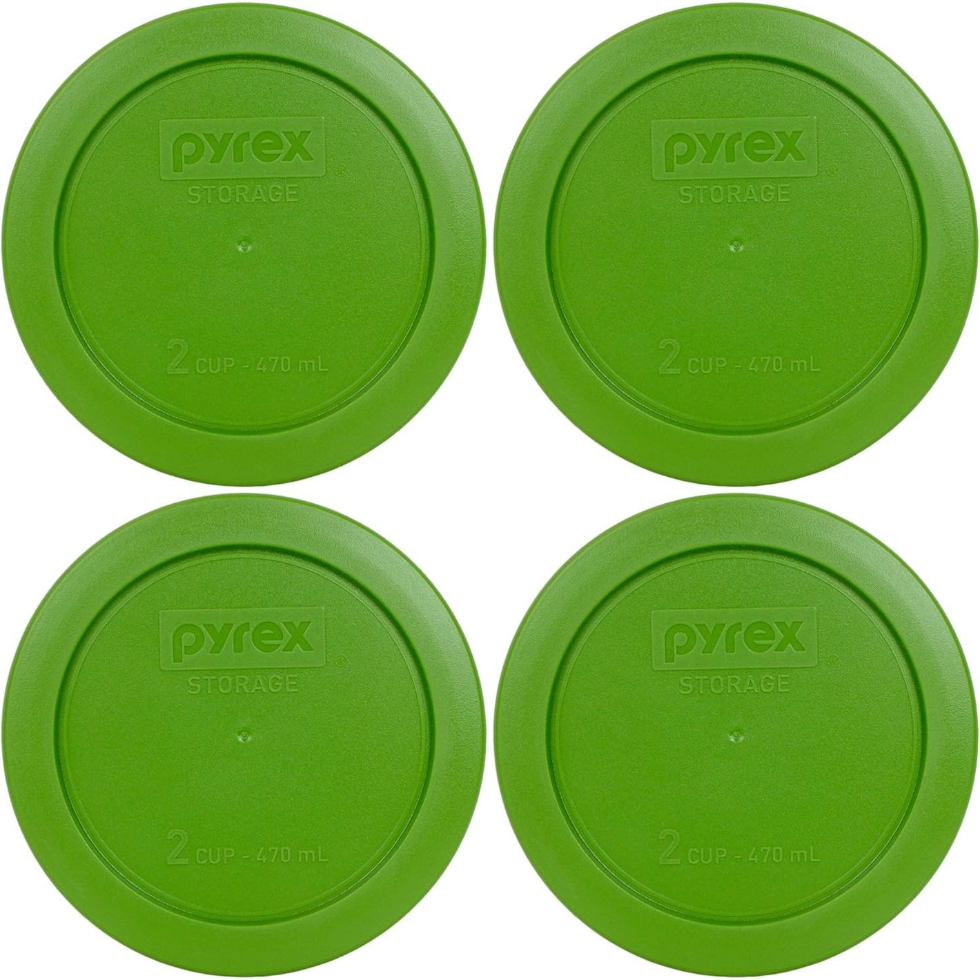 Pyrex 7200-PC 2-Cup Lawn Green Food Storage Replacement Lid (4-Pack) - Made in USA