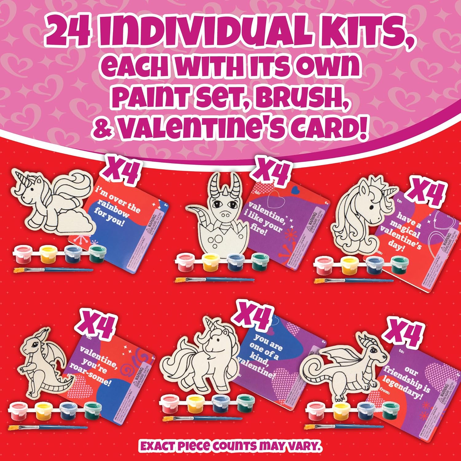 Buy now Unicorn & Dragon Wood Painting Kits (24ct)- Perfect Goodie Bag Party Favors for Kids Birthday Party -Each has a Wood Craft, Paints, Brush & Sticker for Boys & Girls - Kids Multi-Item Party Favor Packs at indiglob india