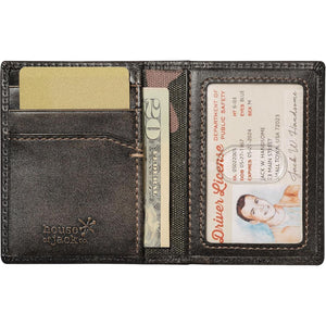 House of Jack Co. Slim Card Wallet for Men, Minimalist Front Pocket, Small Bifold Card Holder, Full Grain Cowhide Leather Walelt, Black