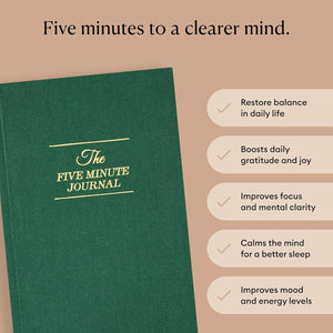 Intelligent Change The Five Minute Journal, Original Daily Gratitude 2025, Reflection Manifestation for Mindfulness, Undated Daily with Gold Foiling, Plastic-Free, Green