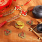 Chuangdi Feng Shui Money Frog with Chinese Coins Lucky Knots Red Blessing Bag Gold Three Legged Toad Decoration for Attracting Wealth Success Chinese New Year Gifts