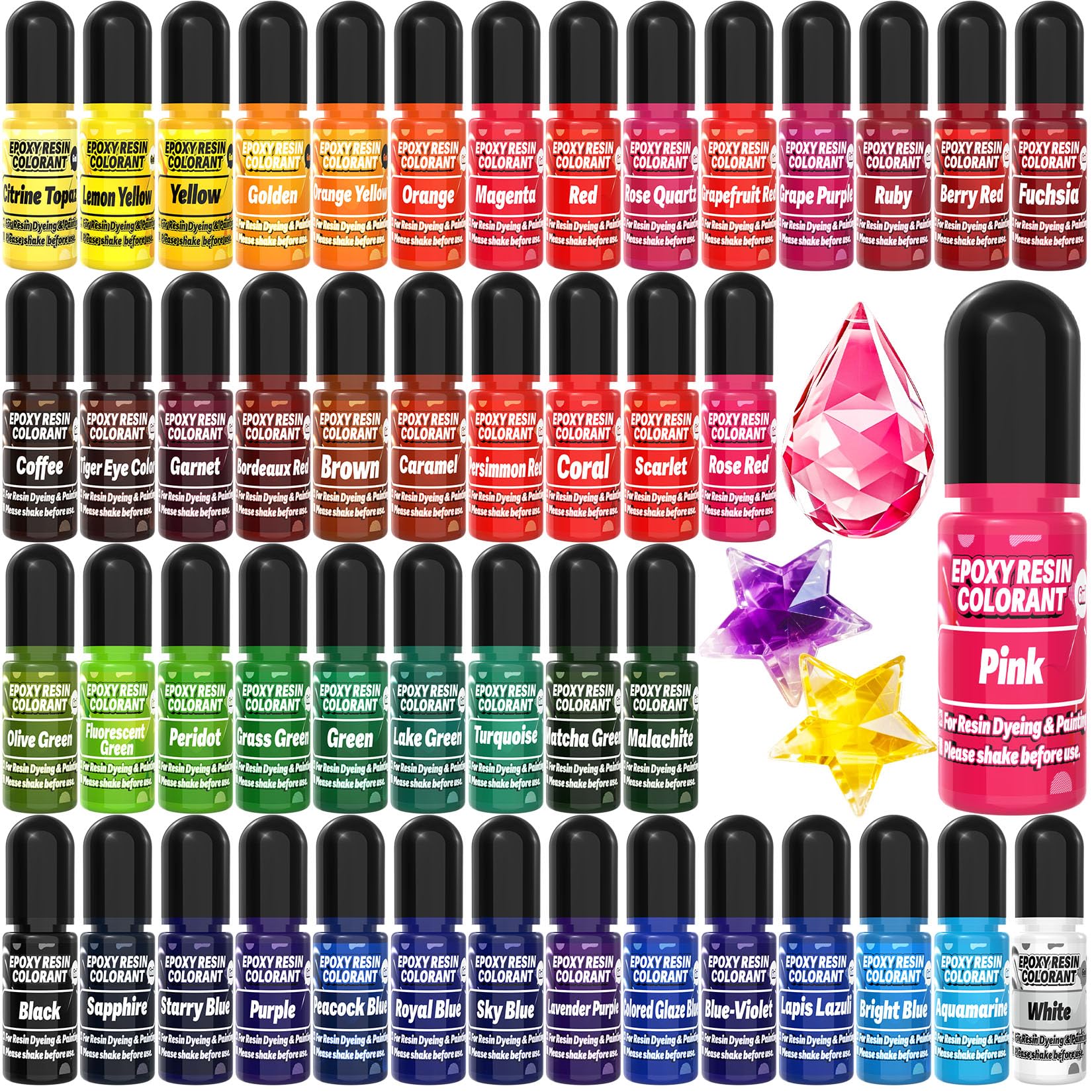 Buy now Epoxy Resin Pigment - 16 Colors Translucent Resin Colorant, Highly Concentrated Resin Dye for DIY Jewelry Making, AB Resin Coloring - 10ml 48 Colors-6ml at indiglob india