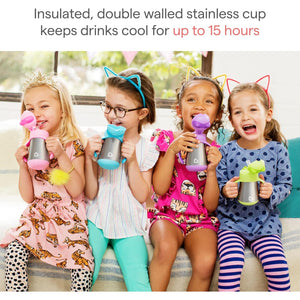 Munchkin Cool Cat Sippy Cup for Toddlers, Stainless Steel Straw Cup, 8 Ounce, Purple