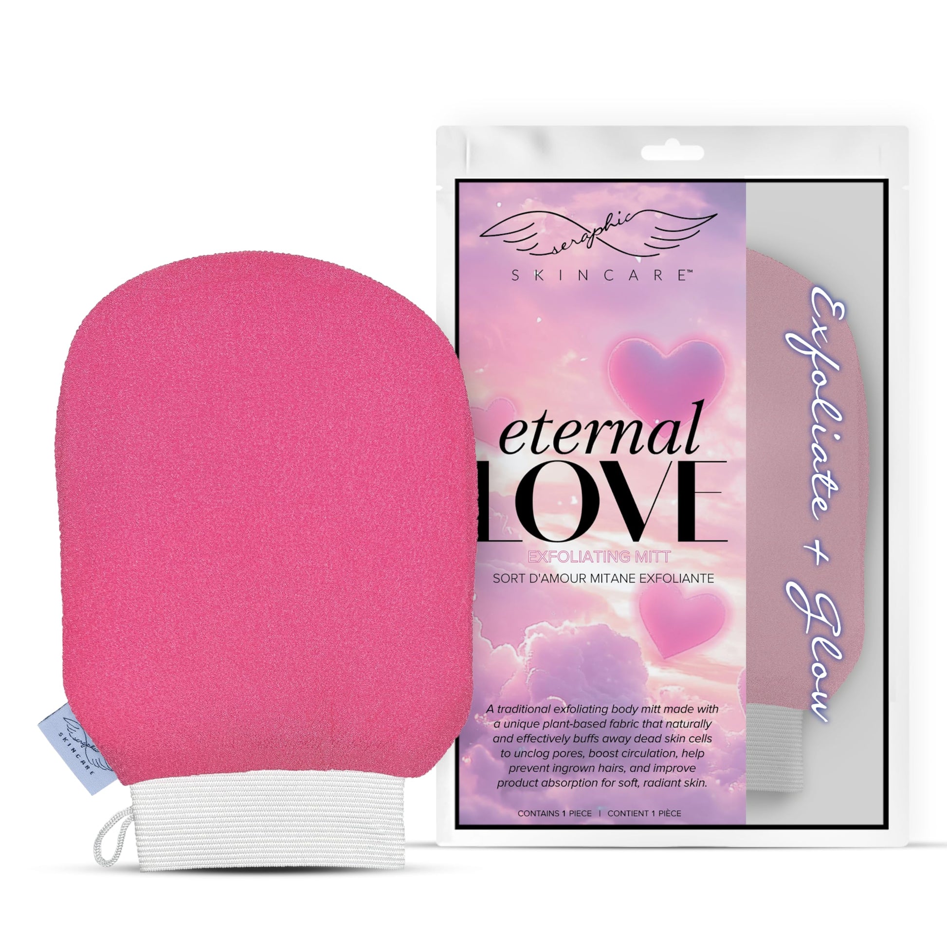 Buy now Seraphic Skincare (Original) Premium Exfoliating Mitt for Body (1pc) – 100% Vegan Viscose Traditional Body Scrub Glove Kessa Korean Washcloth – Body Exfoliator for Self-Tan Removal & Keratosis Pilaris at indiglob india