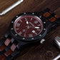 BEWELL Men's Wooden Watches Handmade Date Display Analog Quartz Luminous Wristwatch