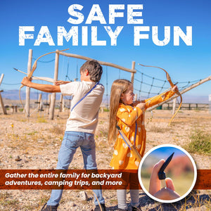 Adventure Awaits! - 2-Pack Handmade Wooden Bow and Arrow Set - 20 Wood Arrows and 2 Quivers - for Outdoor Play
