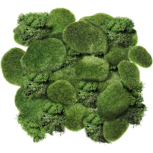 Chuangdi 20 Pieces Artificial Moss Rock Assorted Sized Decorative Faux Green Stones Green Moss Balls Decor for Floral Arrangements and Crafting Gardens