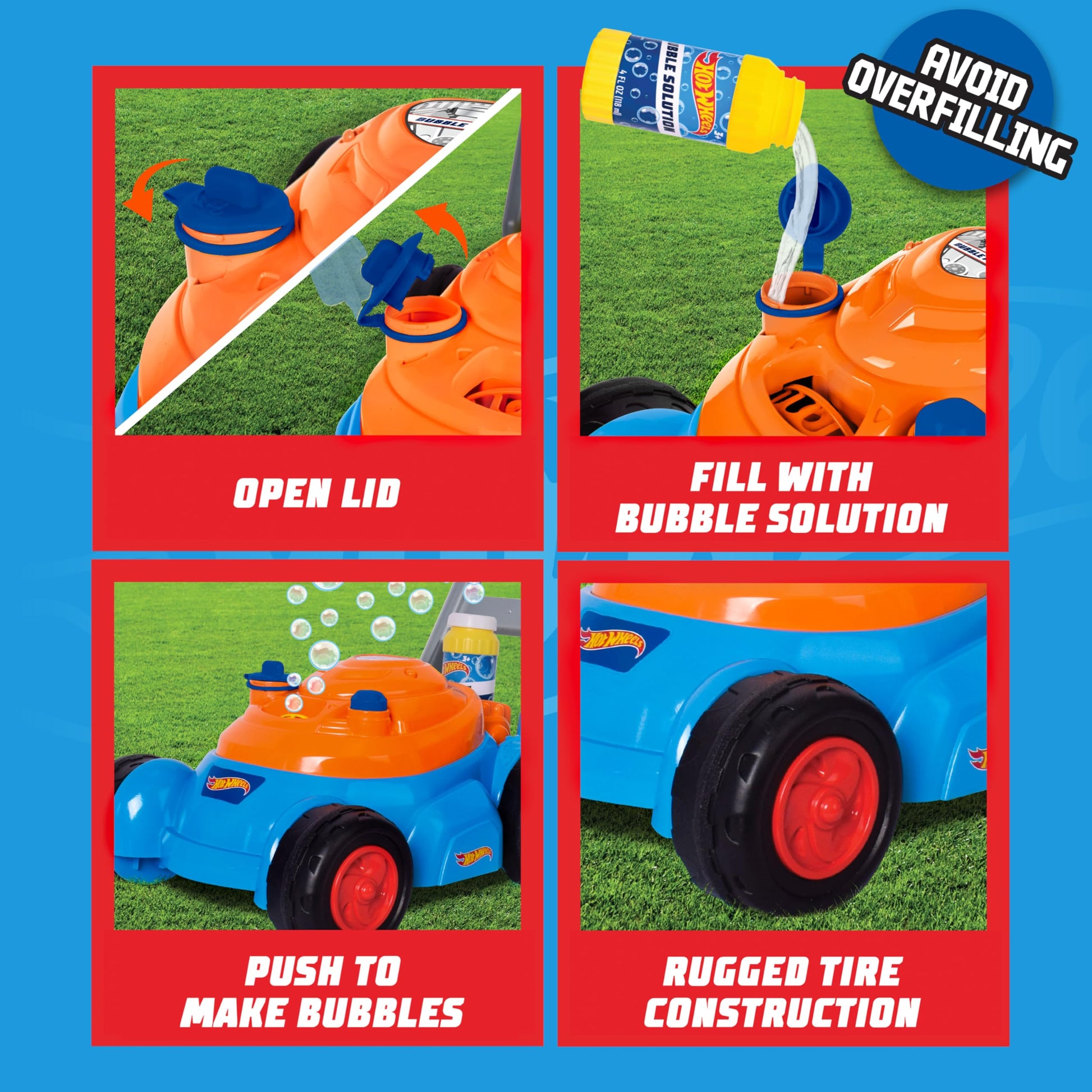Buy now Hot Wheelsƒ?› Bubble Lawn Mower for Toddlers, Bubble Blowing Machines, Indoor/Outdoor Gardening Toy, Birthday Gift for Prechool Girls and Boys, No Batteries Required, Includes Bubble Solution, 2+ at indiglob india