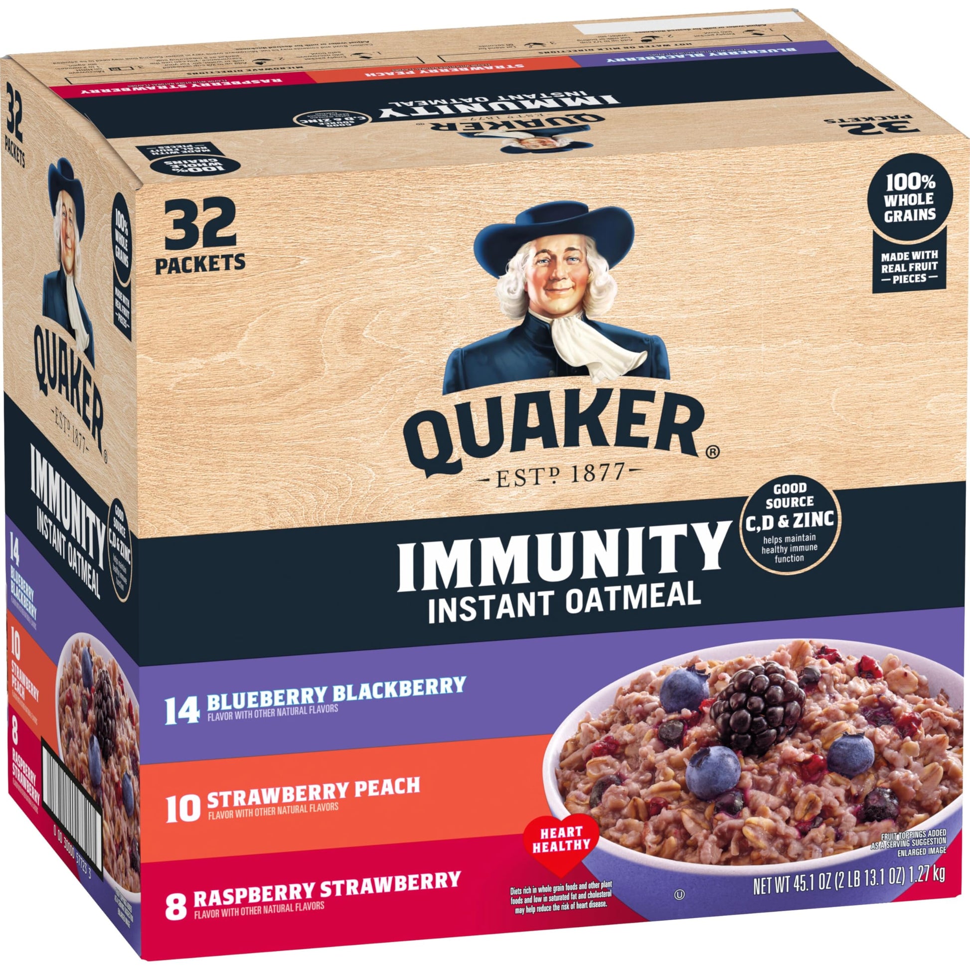 Buy now Quaker Instant Oatmeal Fruit & Cream Variety Pack, Single Serve Packets, (44 Pack) at indiglob india