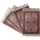 Carpet Coasters, Set 4 Turkish Rug Style Table Drink mats, Absorbent Kitchen and Dining Accessories, Spill & drip Protection