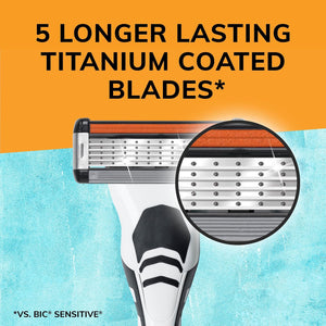 BIC Flex 5 Hybrid Disposable Razors for Men, 1 Handle and 6 Cartridges With 5 Blades, 7 Piece Razor Set for Men