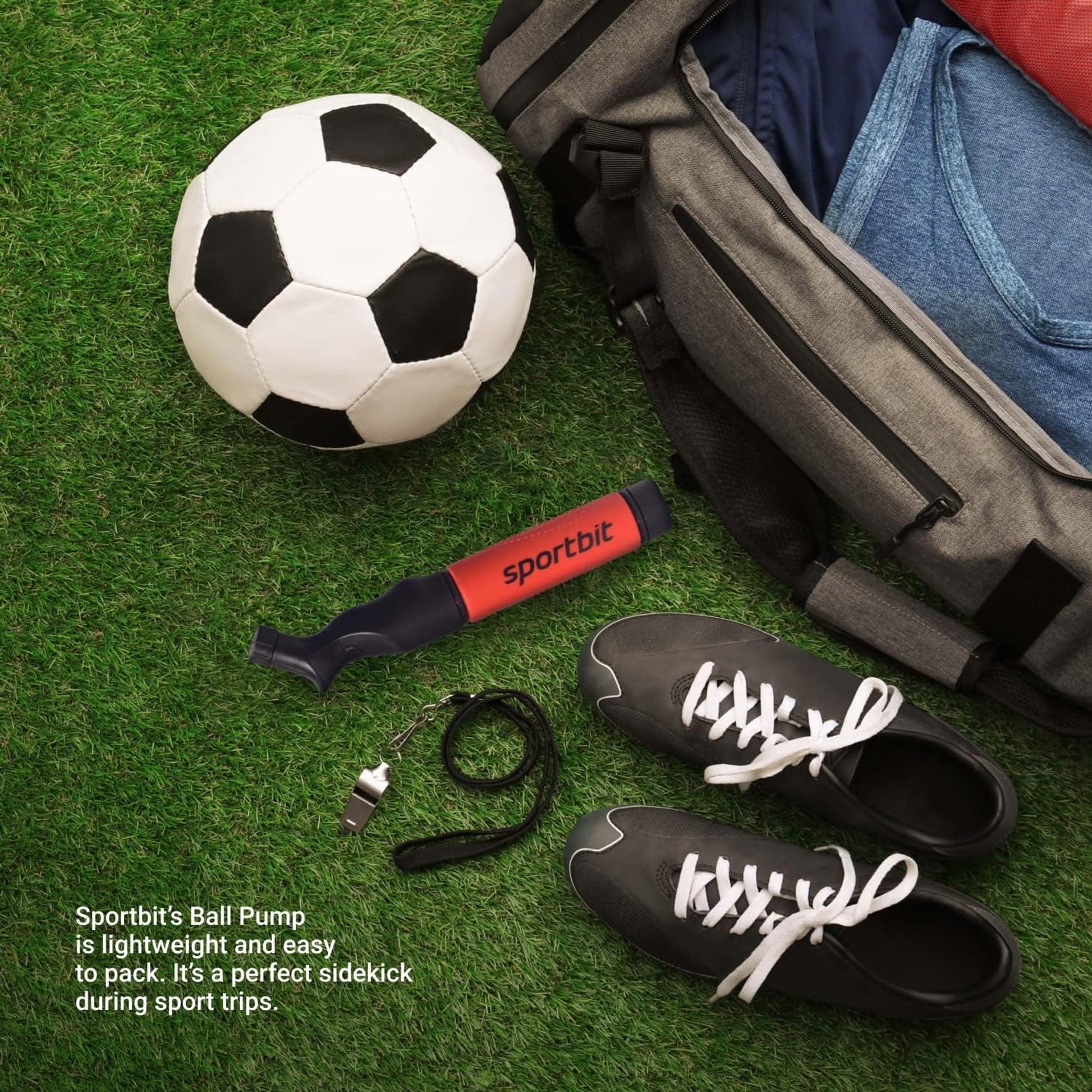 Buy now SPORTBIT Ball Pump for Sports Balls - Push & Pull Inflating System - Hand Pump for All Exercise Balls - Volleyball Pump, Basketball Inflator, Football & Soccer Ball Air Pump - Goes with 5 Needles Set at indiglob india