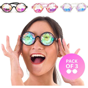 SoJourner Bags Kaleidoscope Glasses - Trippy Psychedelic Rave Goggles - Funky Prism Glasses For Raves - Festival Accessories