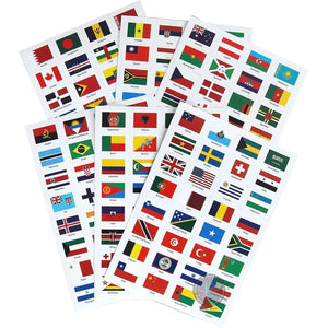 World Flags Stickers - 192 Countries PVC Transparent Planner Travel Stickers for School, Theme Parties, Homeschool, Journal Sticker, Labels