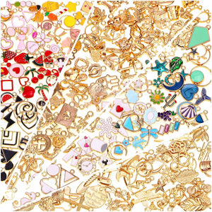 200Pcs Charms for Jewelry Making, Assorted Wholesale Mixed Bulk Metal Earring Bangle Charms for DIY Necklace Bracelet Jewelry Making and Crafting (Assorted Color)