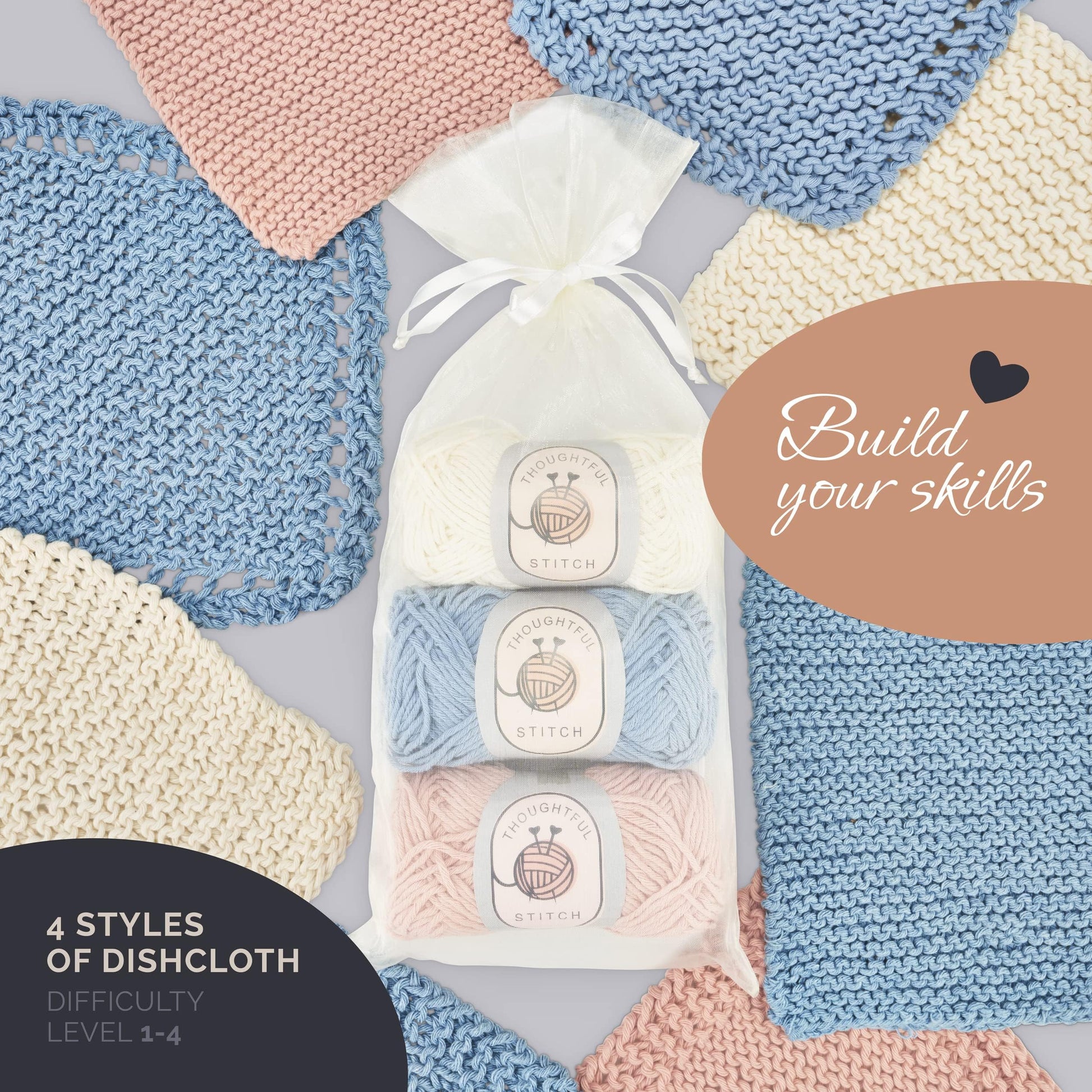 Buy now Thoughtful Stitch Knitting Kit for Beginners Adults & Kid Friendly- Complete Knitting Kit - Learn to Knit Yarn Set with Tutorial Book for Adult Hobbies - 100% Cotton Wool & Bamboo Knitting Needle at indiglob india