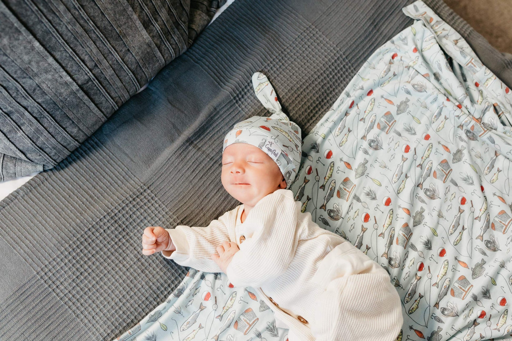 Buy now Copper Pearl Large Premium Knit Baby Swaddle Receiving Blanket Trout at indiglob india