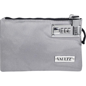 Vaultz Money Bag with Lock - 5 x 8 Inches, Men & Women's Locking Accessories Pouch for Cash, Bank Deposits, Wallet, Medicine, Phone and Credit Cards - Gray