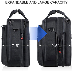KROSER Laptop Bag Premium Laptop Briefcase Fits Up to 17.3 Inch Laptop Expandable Water-Repellent Shoulder Messenger Bag Computer Bag with RFID Pockets for Travel/Business/Men/Women-Black