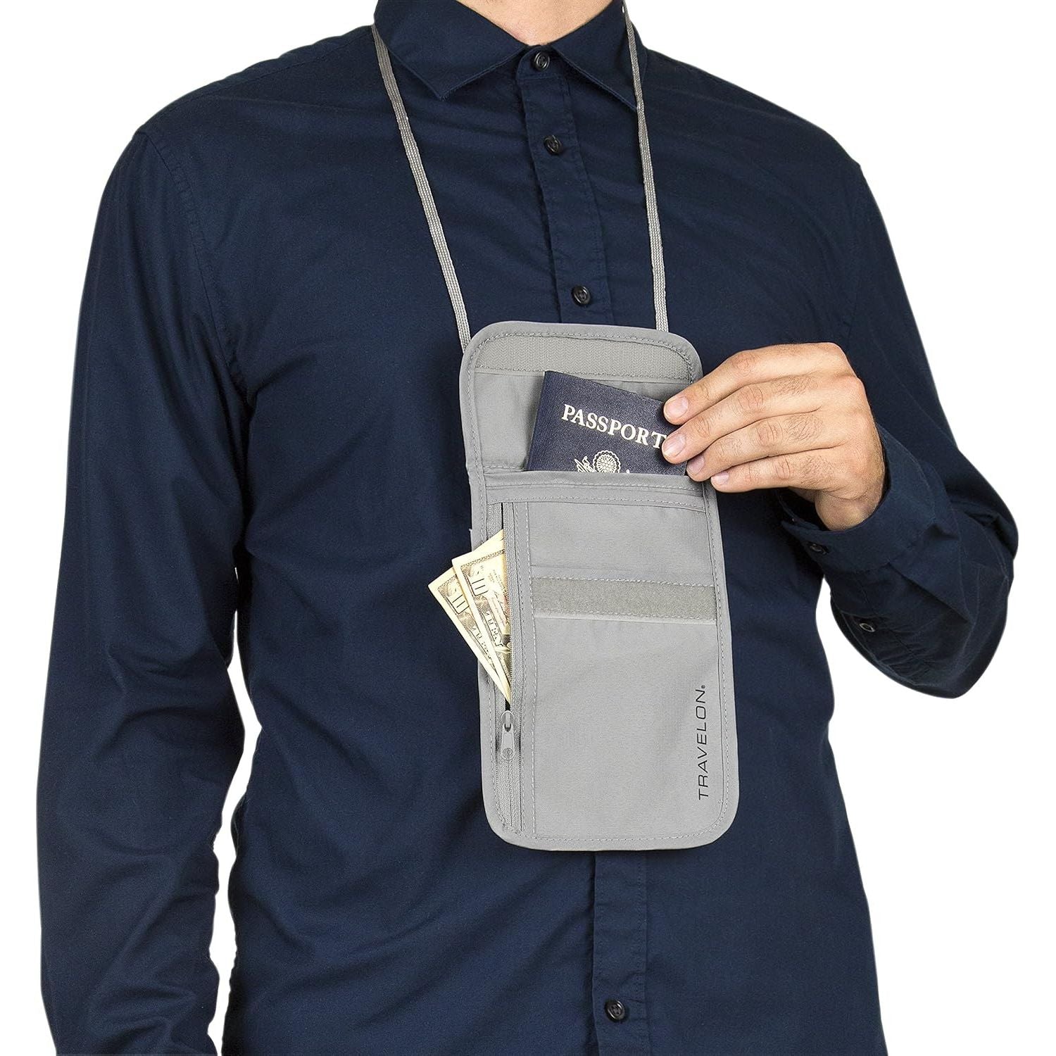 Buy now Travelon Rfid Blocking Undergarment Neck Pouch Travel Wallet, Gray, One Size at indiglob india