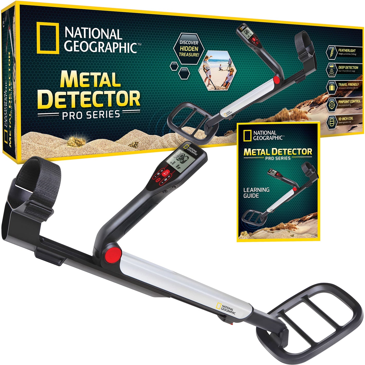 Buy now National Geographic PRO Series Metal Detector - Ultimate Treasure Hunter with Pinpointer, Large Waterproof 10" Coil - Lightweight and Collapsible for Easy Travel (Amazon Exclusive) at indiglob india