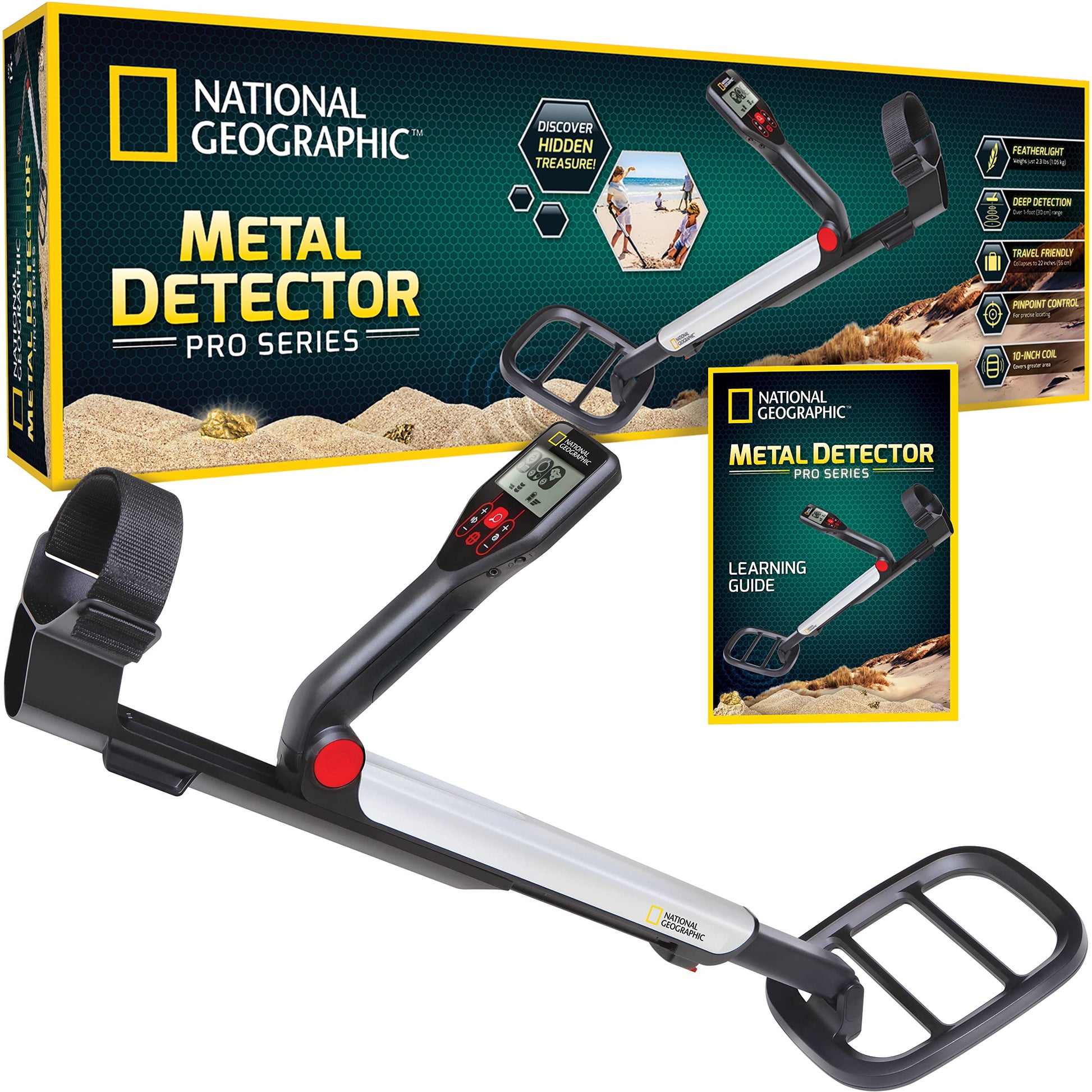 Buy now National Geographic PRO Series Metal Detector - Ultimate Treasure Hunter with Pinpointer, Large Waterproof 10" Coil - Lightweight and Collapsible for Easy Travel (Amazon Exclusive) at indiglob india
