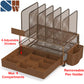 Buy now Simple Houseware Mesh Desk Organizer with Sliding Drawer, Double Tray and 5 Upright Sections, Copper at indiglob india