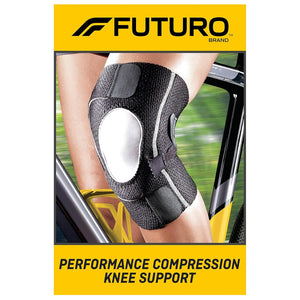 FUTURO Performance Compression Knee Support, Ideal for Everyday Activities, One Size - Black