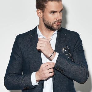 FIBO STEEL 2-3PCS Stainless Steel Braided Leather Bracelet for Men Women Wrist Cuff Bracelet 7.5-8.5 inches