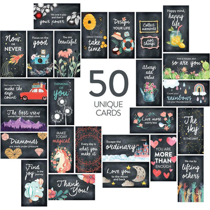 DIVERSEBEE 60 Pack Assorted Motivational Cards - Inspirational and Kindness Mini Note Cards, Gratitude Encouragement Card Set with 60 Unique Motivational Quotes Business Card Size (Assorted)