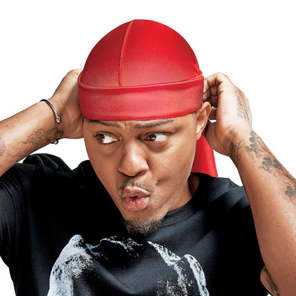 Red by Kiss Bow Wow Extreme Shine Silky Durag - Breathable, Long Tail Doo Rag for Maximum Wave Compression and Smooth Wide Straps (Black)