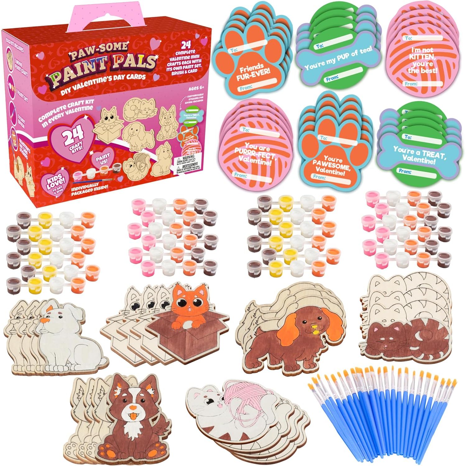 Buy now Unicorn & Dragon Wood Painting Kits (24ct)- Perfect Goodie Bag Party Favors for Kids Birthday Party -Each has a Wood Craft, Paints, Brush & Sticker for Boys & Girls - Kids Multi-Item Party Favor Packs Cats and Dogs at indiglob india