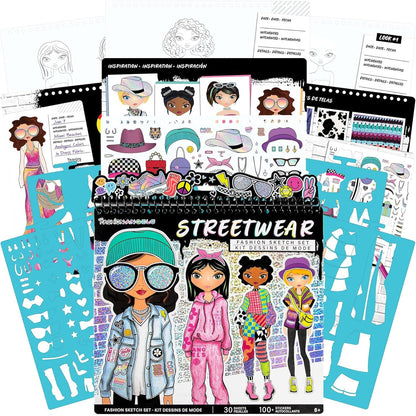 Fashion Angels I Love Fashion Sketch Portfolio, Includes Sketch Pad with Stencils & Stickers, Fashion Design Sketch Book for Girls, Ideal Drawing Kit for Kids