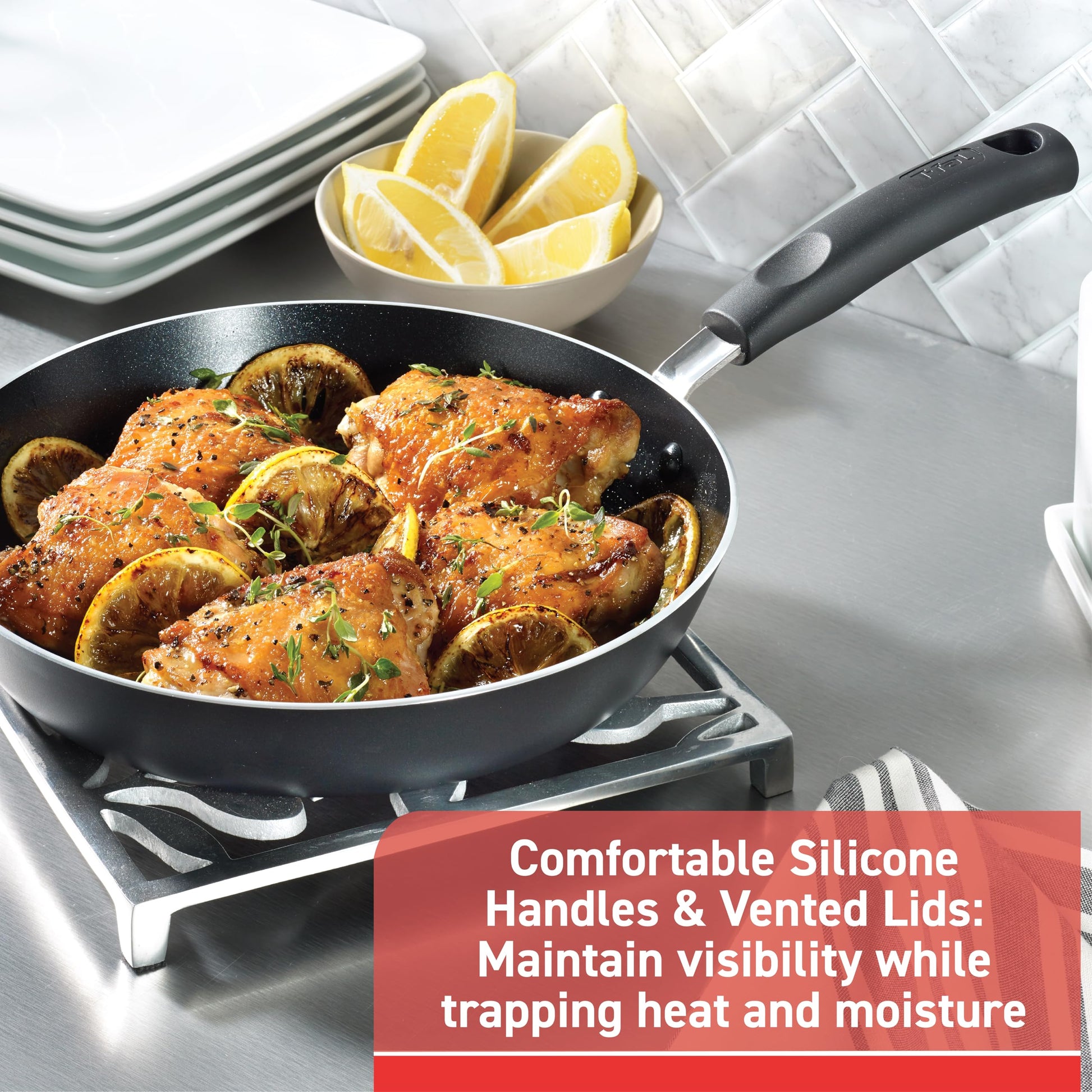 Buy now T-fal Signature Nonstick Cookware Set 12 Piece, Oven Broiler Safe 350F, Pots and Pans, Kitchen Cooking Set w/Fry Pans, Saucepans, Saute Pan, Dutch Oven, Griddle, Kitchen, Home, Dishwasher Safe, Black at indiglob india