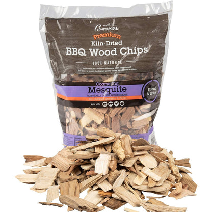 Camerons All Natural Mesquite Wood Chips for Smoker -260 Cu In Bag, Approx 2 Pounds- Kiln Dried Coarse Cut BBQ Grill Wood Chips for Smoking Meats - Barbecue Smoker Accessories - Grilling Gifts for Men