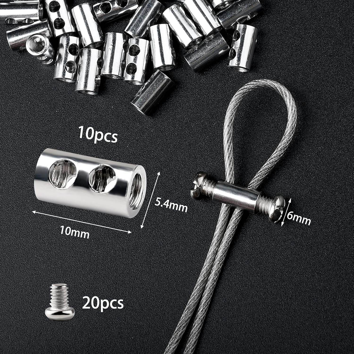 100PCS Wire Rope Clips Clamp Adjustable Wire Rope Grips for 1-2 mm Diameter Wire Rope and Cable Wire Rope Lock with End Screw Stopper and Screwdriver I Shaped Wire Rope Clamp - My Store