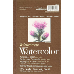 Strathmore (298-103 400 Series Watercolor Pad, 5.5"x8.5", 12 Sheets , White