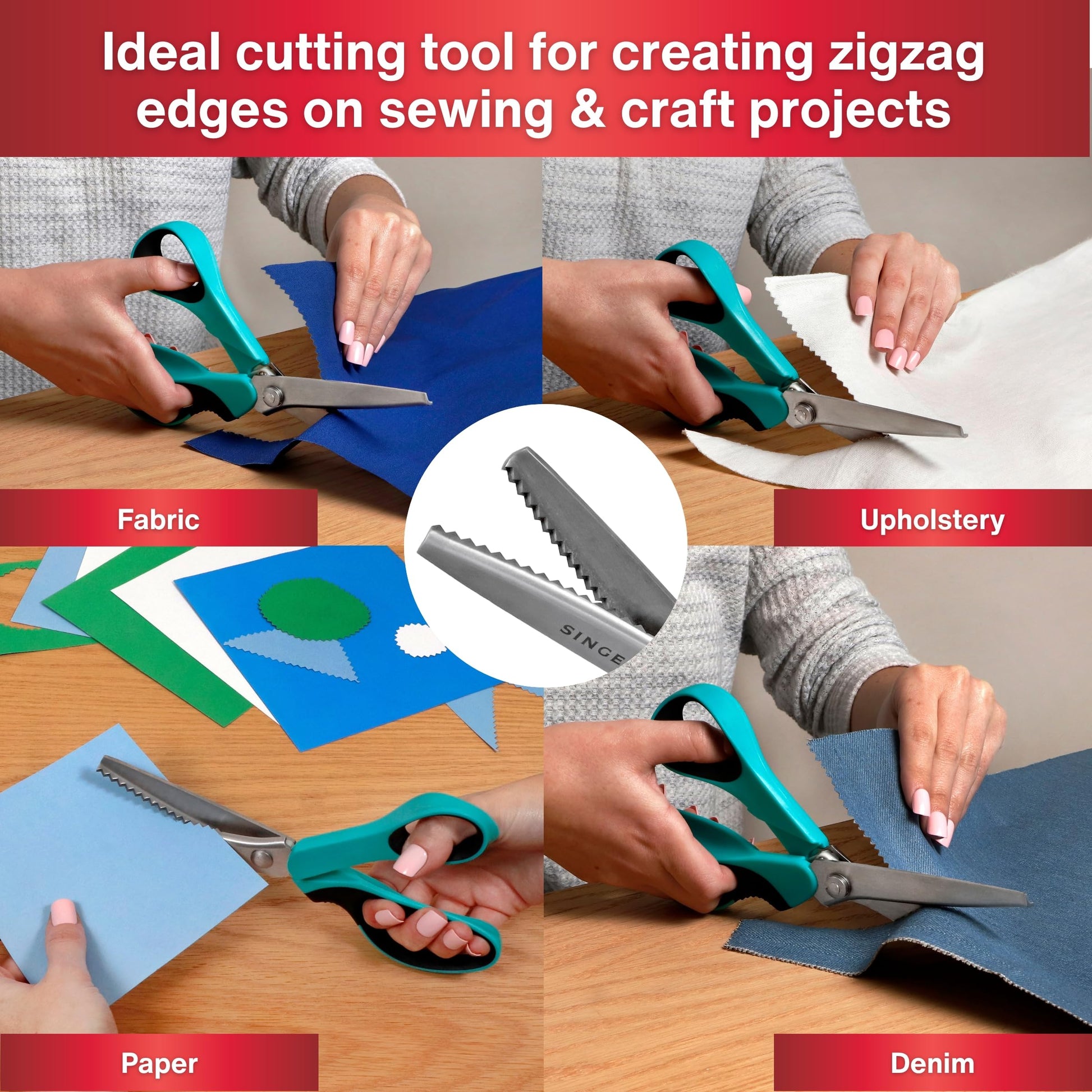 Buy now SINGER ProSeries 9" Pinking Shears - Heavy-Duty Stainless Steel - Zigzag Cut for No-Fray Fabric, Sewing & Craft Edging at indiglob india