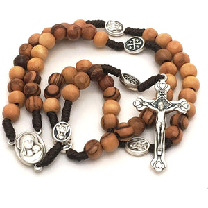Olive Wood Rosary - Bethlehem Holy Soil, Christian Gift from Jerusalem
