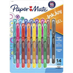 Paper Mate InkJoy Gel Pens Medium Point (0.7mm) Assorted Colors Capped 14 Count