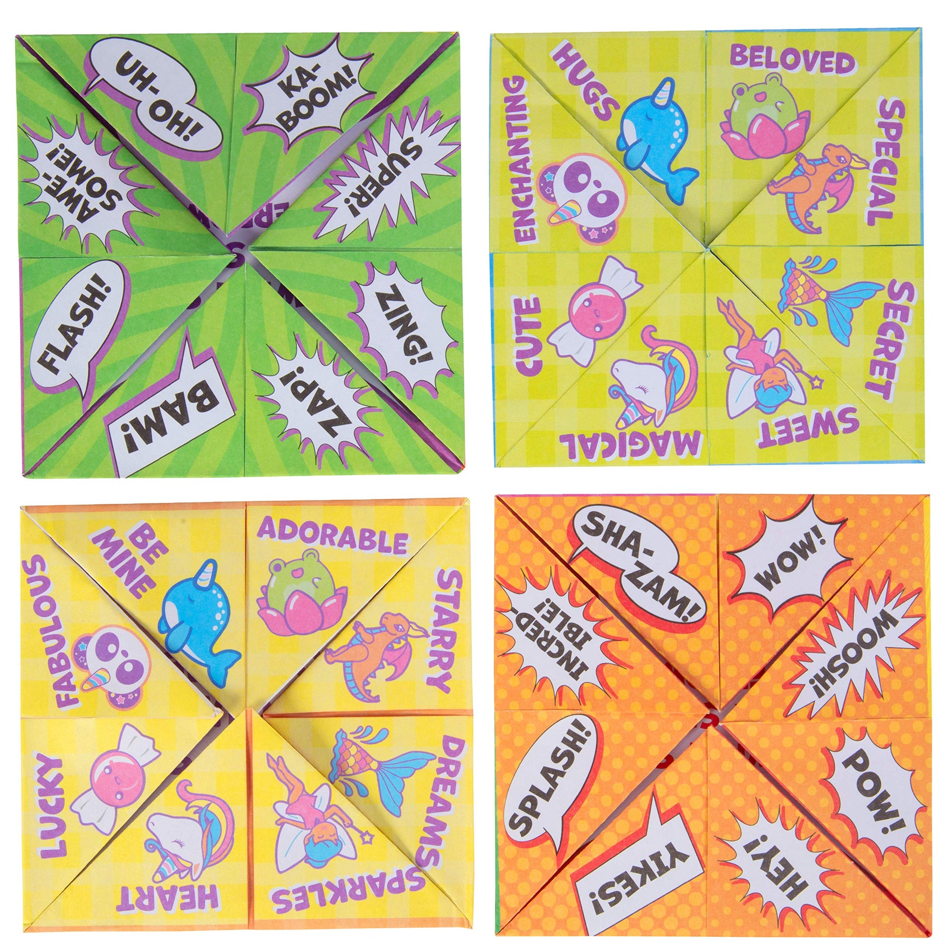 Buy now Valentines Day Cards for Kids Classroom- Fantasy Fortune Teller Kits (24ct)-Perfect Valentines Day Gifts for Kids School Exchange for Boys & Girls-Each Includes Pre-Folded Paper Origami Cootie Catcher at indiglob india