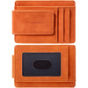Toughergun Slim Minimalist Wallet for Men with Magnetic Money Clip Leather Wallet, Credit Card Holder RFID Blocking Front Pocket Holds Cash and Cards - Orange