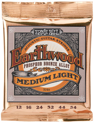 Buy now Ernie Ball Earthwood Medium Light Phosphor Bronze Acoustic Guitar Strings, 12-54 Gauge (P02146) at indiglob india