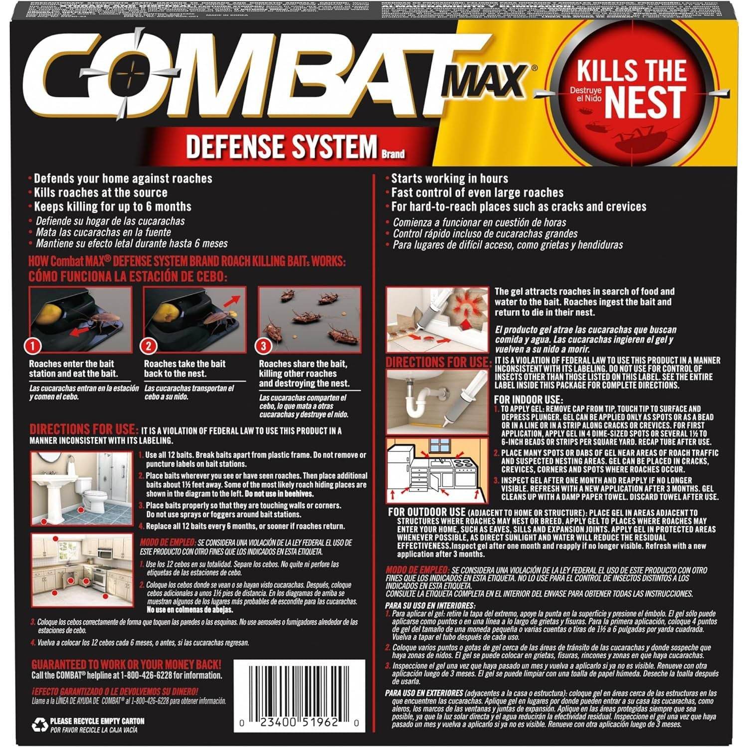 Combat Max Defense System Brand, Small Roach Killing Bait and Gel, 12 Count - My Store