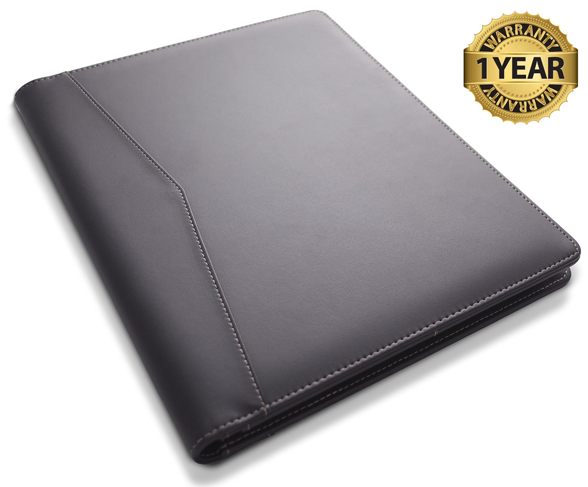Buy now STYLIO Padfolio Portfolio Organizer Binder | Interview Resume Folder, Legal Document, Business Card Holder |w/Letter-Sized Notepad | Handsome Piano Noir Faux Leather Folio Matte Finish, Accent Stitch at indiglob india